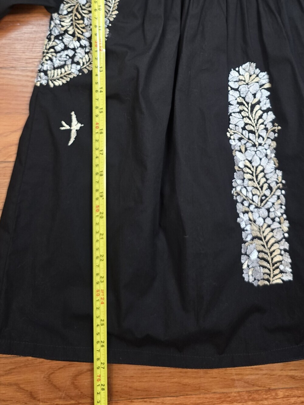 Mi Golondrina Black Floral Embroidered Blouse Sz.M Cotton Peasant Boho Top - Picture 12 of 14